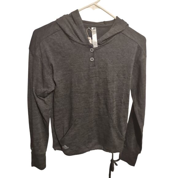 Adidas Standard Essentials Slub Women's Recycled Hoodie Gray XS Casual Preppy - Picture 1 of 9